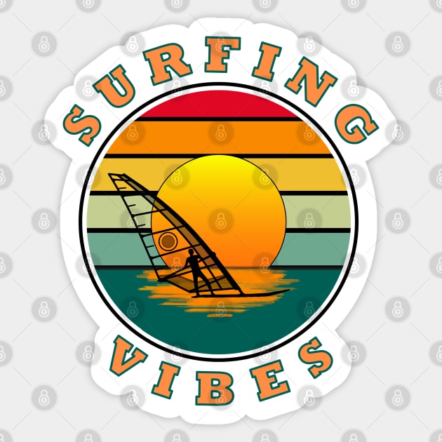 Surfing Vibes – Sun retro - Windsurfer Sticker by AnturoDesign